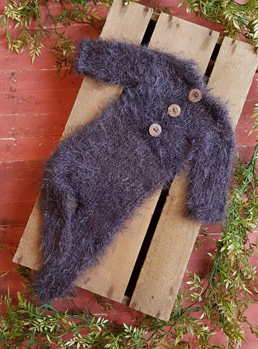 CLEARANCE! Grey Feather Long-sleeved, Footed Romper