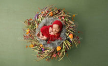 Load image into Gallery viewer, Red Feather Wrap and Bonnet Set